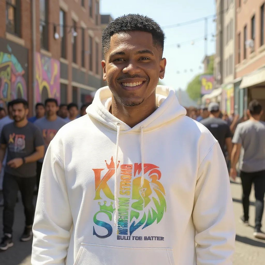 KINGDOM STRONG RAINBOW EDITION LOGO WITH BLOOD TEAR HEAVYWEIGHT LUX HOODED SWEATSHIRT