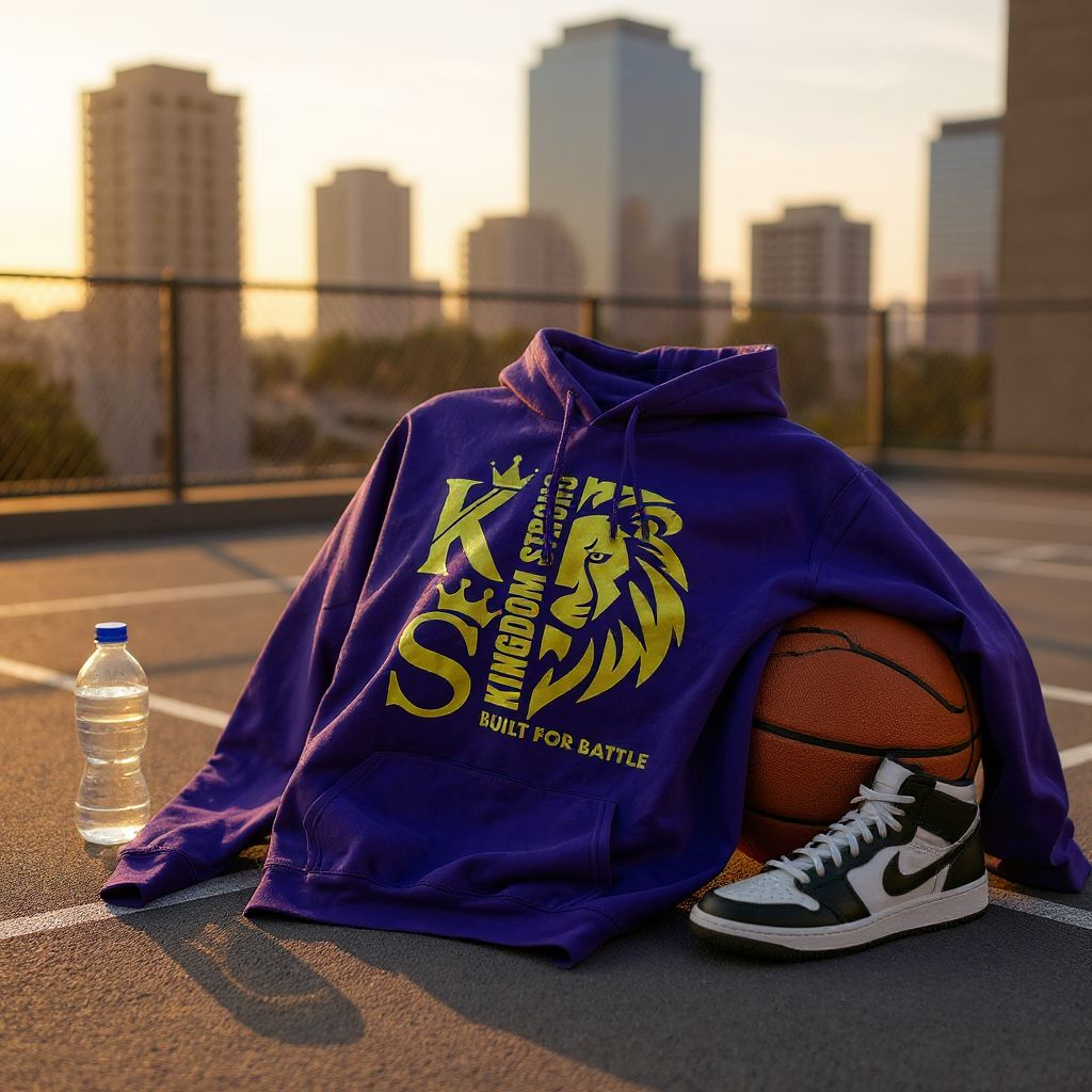 KINGDOM STRONG "BUILT FOR BATTLE" MID WEIGHT SIGNATURE HOODIE WITH METALLIC GOLD LOGO