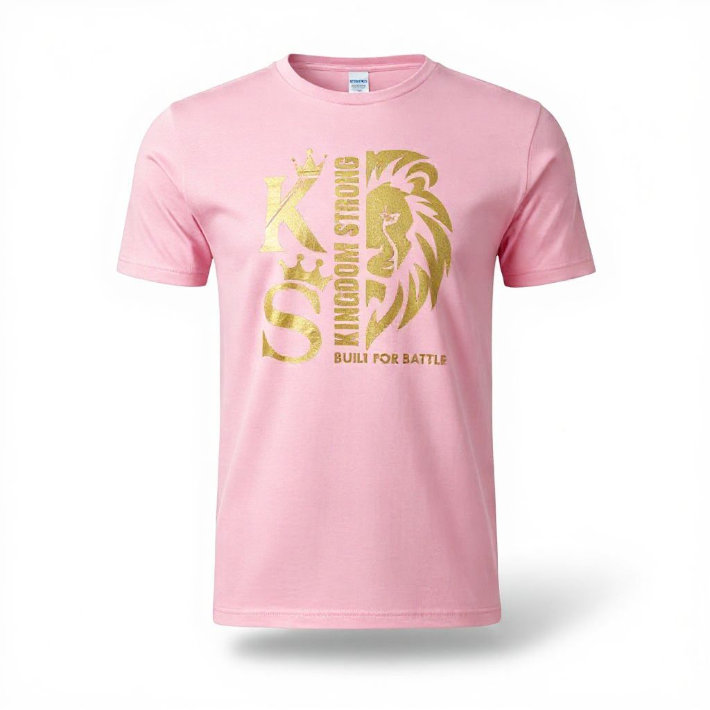 KINGDOM STRONGS "BUILT FOR BATTLE" SIGNATURE HEAVY T-SHIRT WITH METALLIC GOLD LOGO