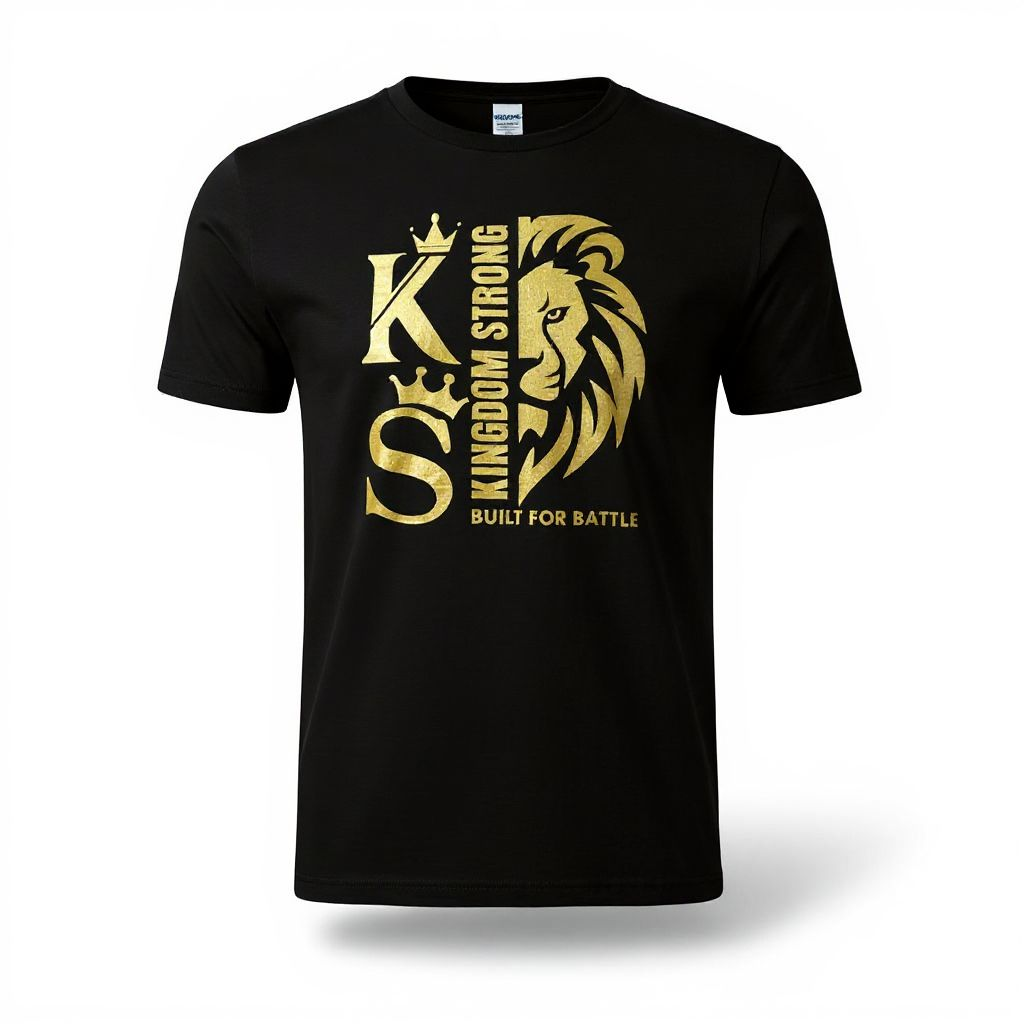 KINGDOM STRONGS "BUILT FOR BATTLE" SIGNATURE SOFT STYLE T-SHIRT WITH METALLIC GOLD LOGO