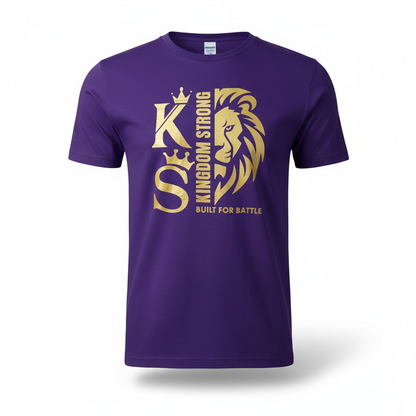 KINGDOM STRONGS "BUILT FOR BATTLE" SIGNATURE ULTRA T-SHIRT WITH METALLIC GOLD LOGO